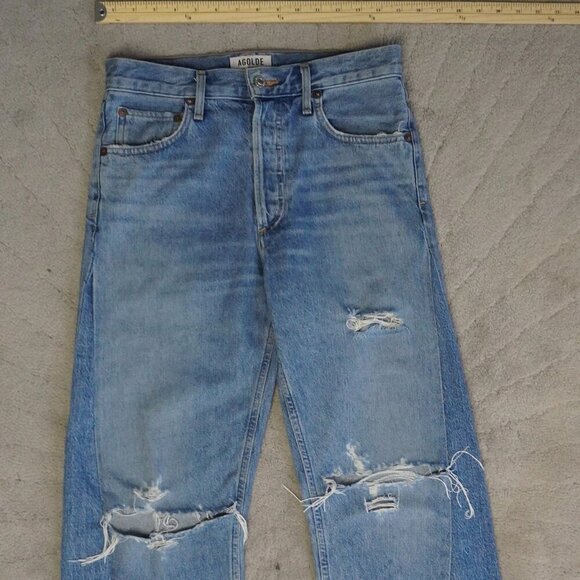 Agolde blue wide leg distressed in 25 upcycled - Picture 2 of 9